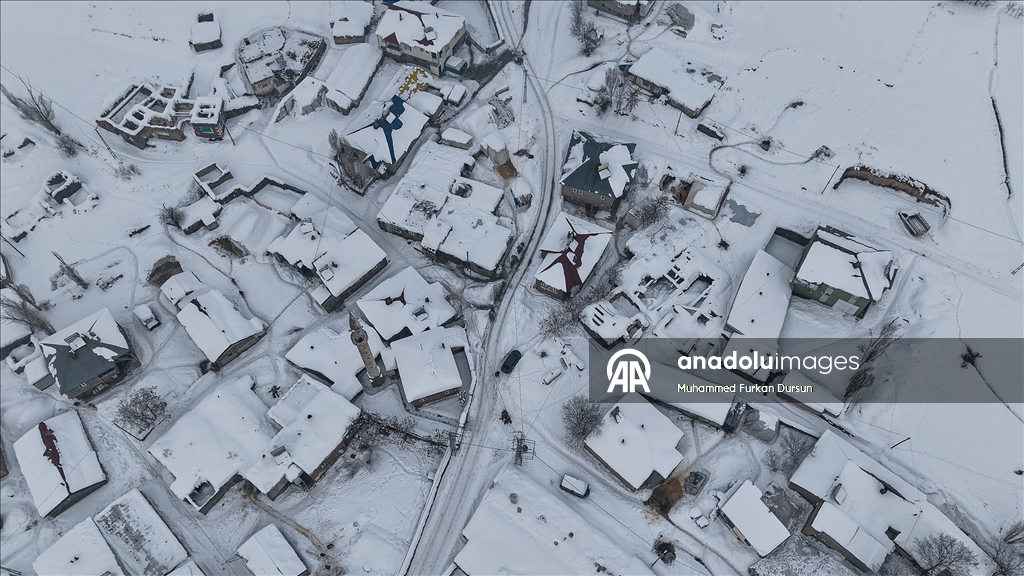 Ağrı'nın Hamur ve Taşlıçay ilçelerine bağlı köylerde yoğun kar yağışı 