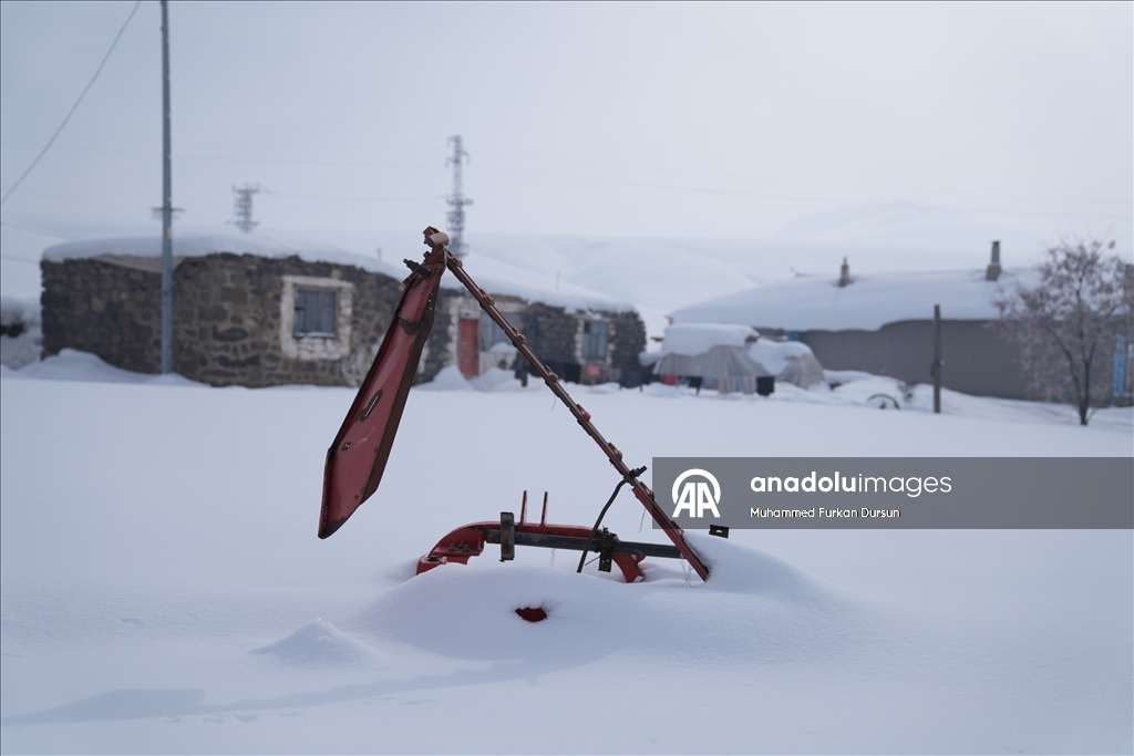 Ağrı'nın Hamur ve Taşlıçay ilçelerine bağlı köylerde yoğun kar yağışı 
