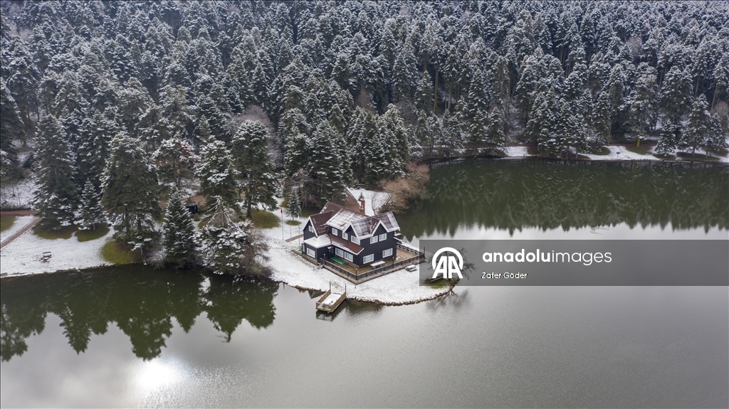 Golcuk Nature Park after snowfall in Turkiye's Bolu