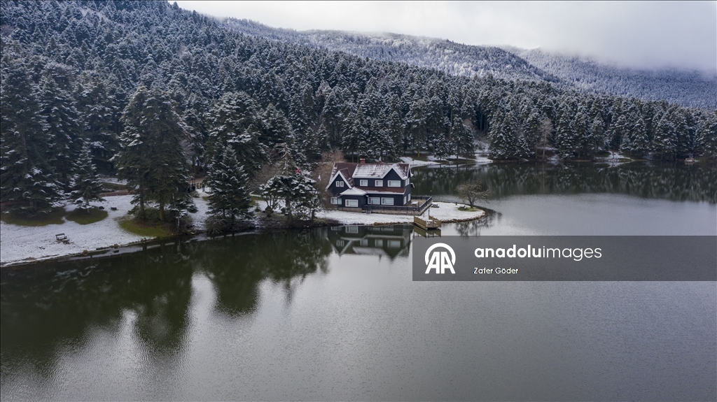 Golcuk Nature Park after snowfall in Turkiye's Bolu