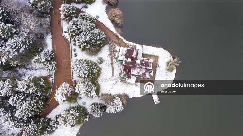 Golcuk Nature Park after snowfall in Turkiye's Bolu