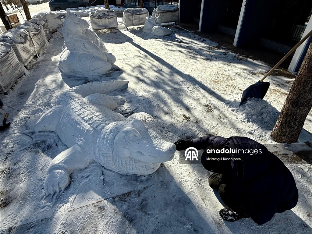 Мужчина из Астаны превращает очищаемый снег в произведения искусства