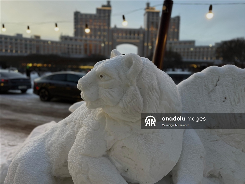 Мужчина из Астаны превращает очищаемый снег в произведения искусства