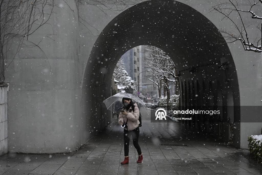 Japonya’nın başkenti Tokyo’da yılın ilk karı yağdı