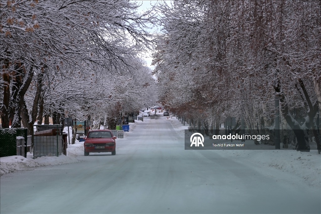 Erzurum'da kar yağışı etkili oldu