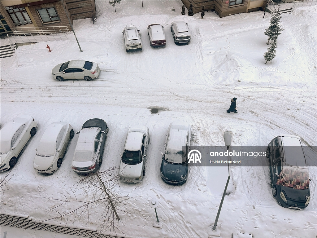 Erzurum'da kar yağışı etkili oldu