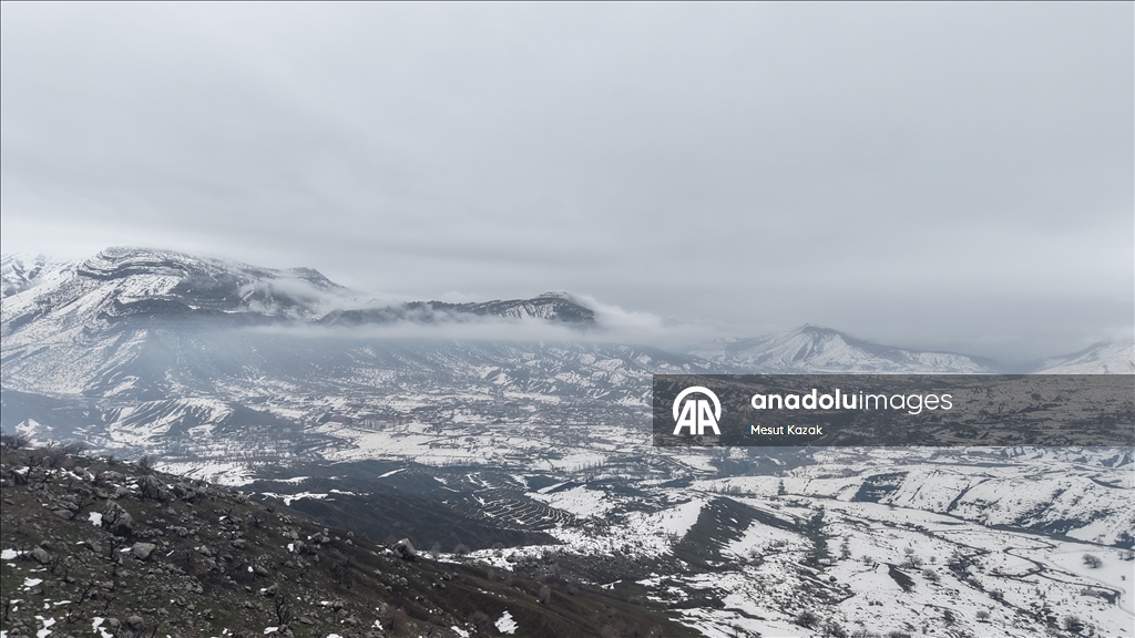 Snowmelt-fed waterfalls flow in Hakkari