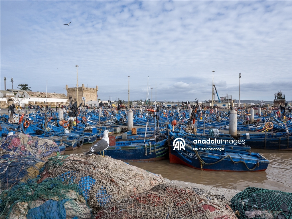 Fishermen continue their daily work at the port in the city of Essaouira, Morocco.