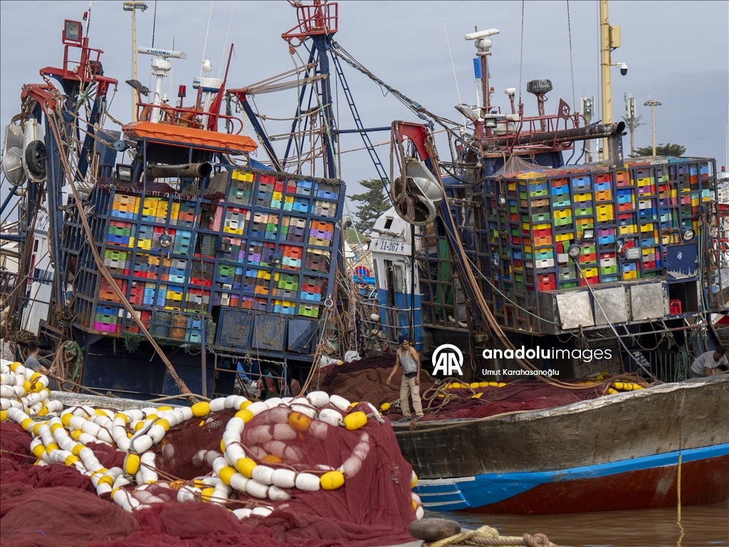 Fishermen continue their daily work at the port in the city of Essaouira, Morocco.
