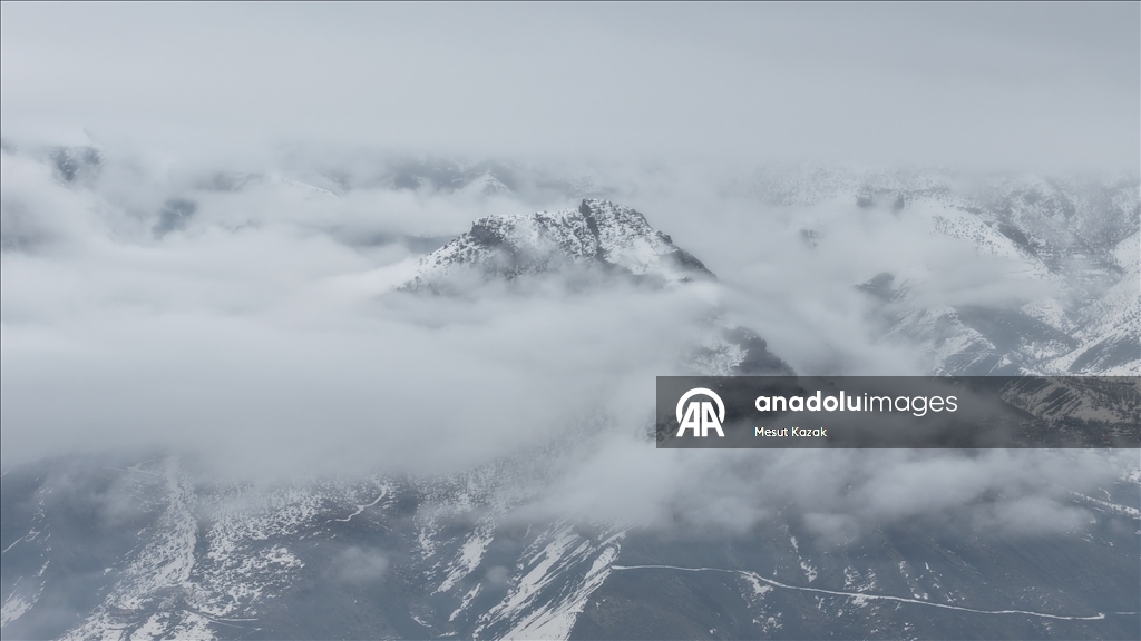 Snowmelt-fed waterfalls flow in Hakkari