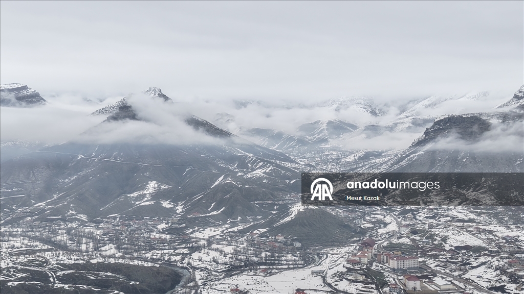 Snowmelt-fed waterfalls flow in Hakkari