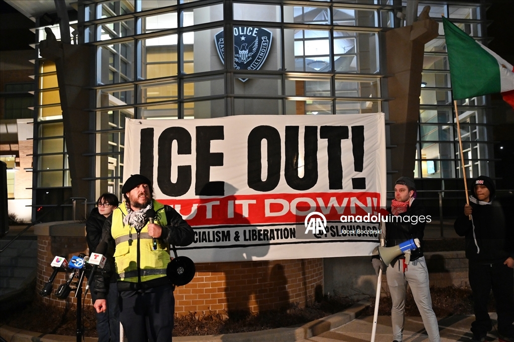Demonstrators protest outside Aurora police headquarters over student detentions