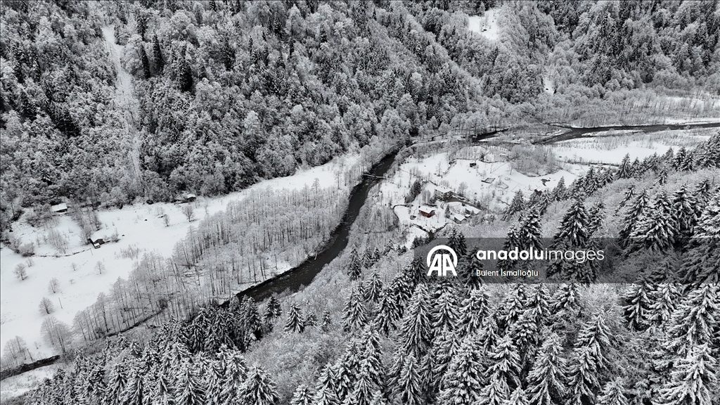 Zil Kale ve Ayder Yaylası beyaz örtüyle kaplandı