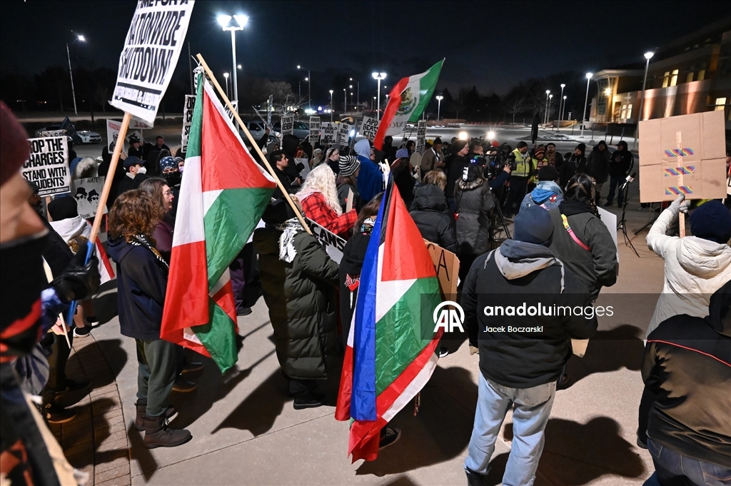 Demonstrators protest outside Aurora police headquarters over student detentions