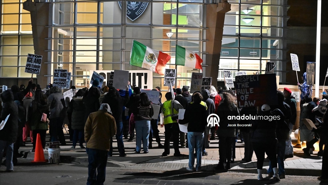 Demonstrators protest outside Aurora police headquarters over student detentions