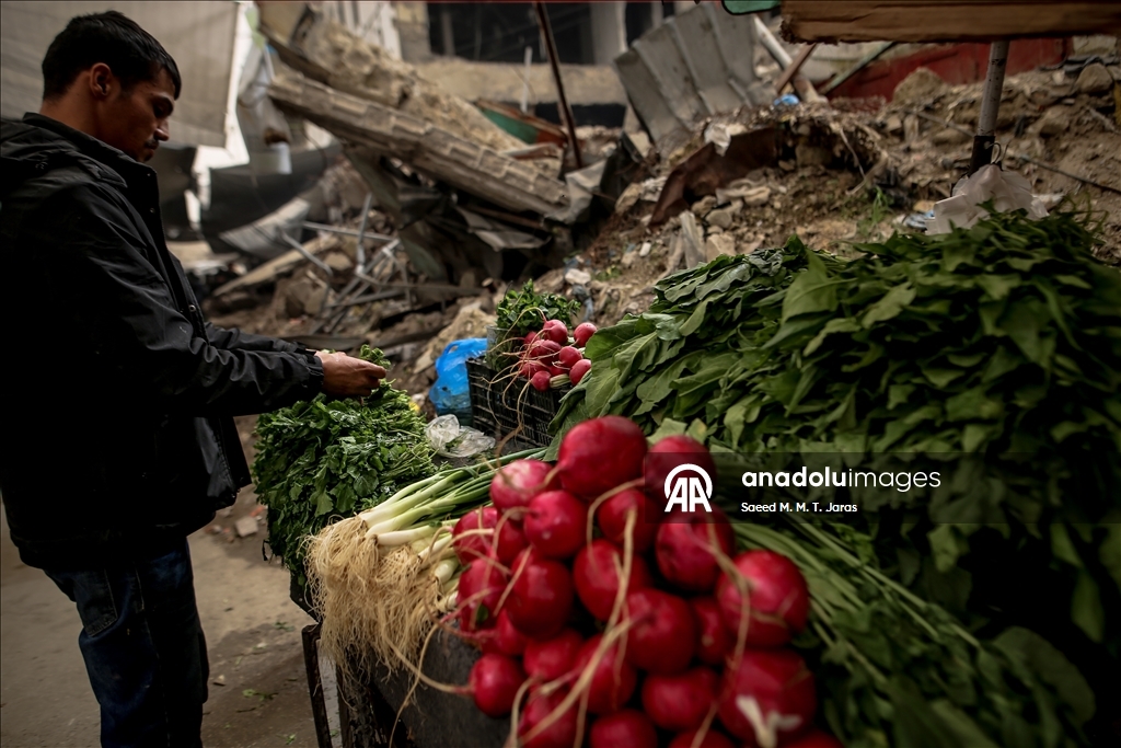 Gazze'de ramazan öncesi ez-Zaviye Çarşısı'nda yoğunluk yaşandı