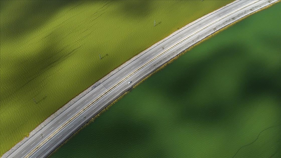 Konya-Antalya karayolu yağışın ardından görüntülendi