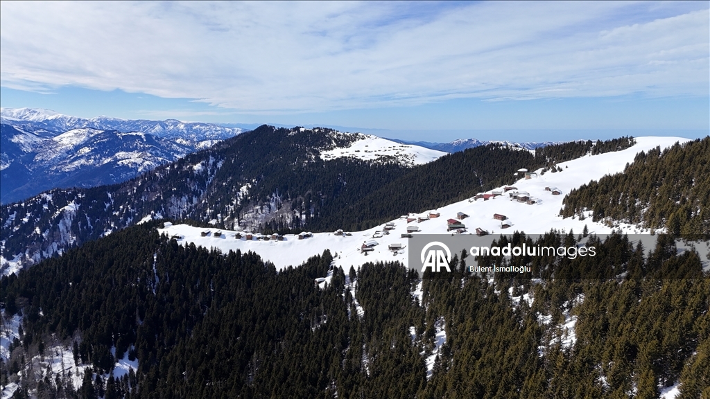 Rize'de Kaçkar Dağları ve yaylalardaki kar manzarası dronla görüntülendi 6