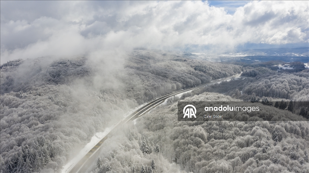 Bolu Dağı'nda kar ve sis 