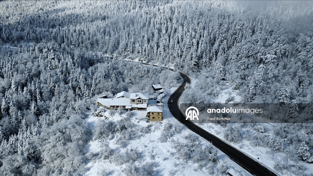 Karabük'ün yüksek kesimlerinde kar etkili oldu