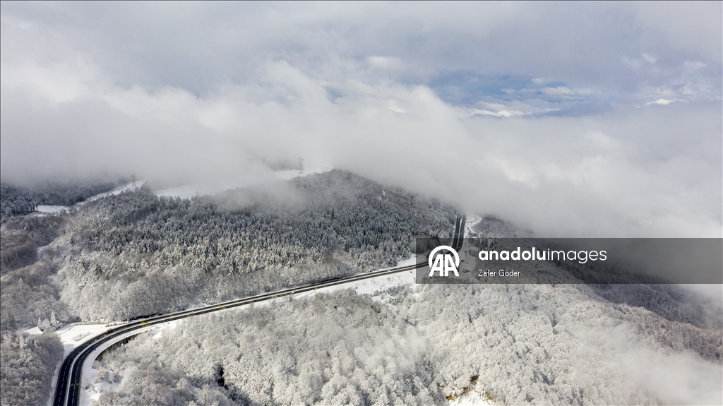 Bolu Dağı'nda kar ve sis 