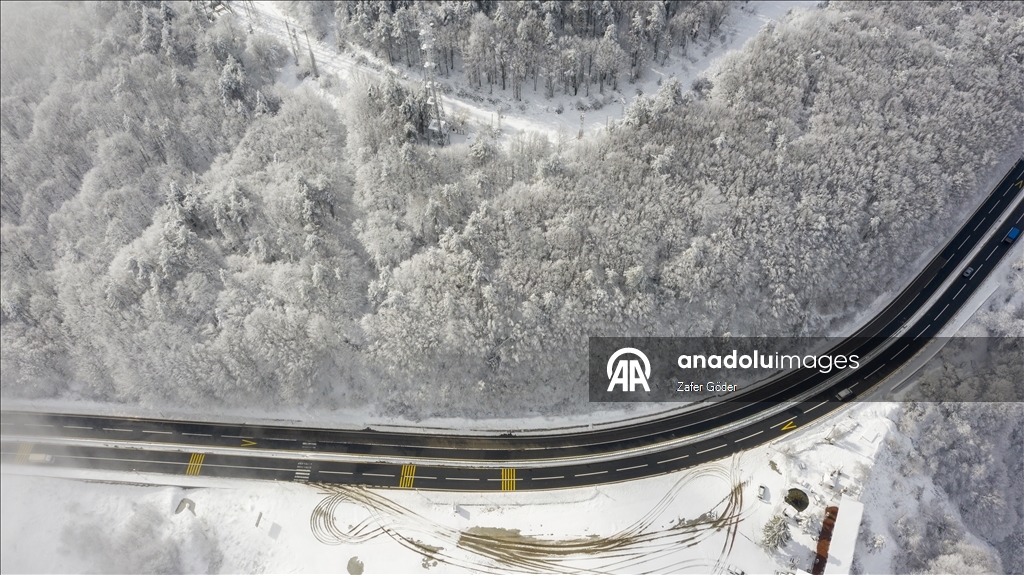 Bolu Dağı'nda kar ve sis 