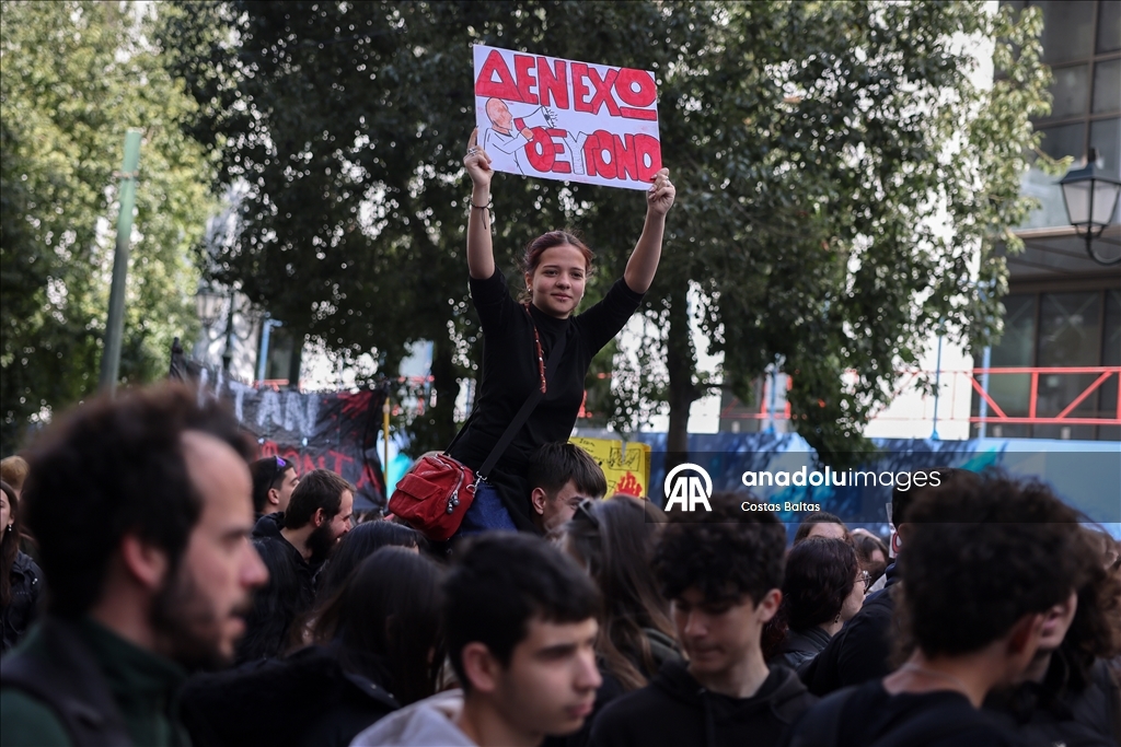 Students in Athens rally to mark the third anniversary of Tempi railway collision