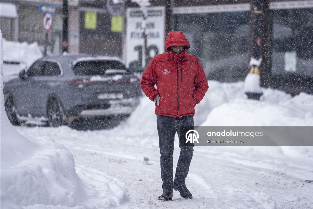 Karla kaplanan Erzurum'da ulaşım güçlükle sağlanıyor