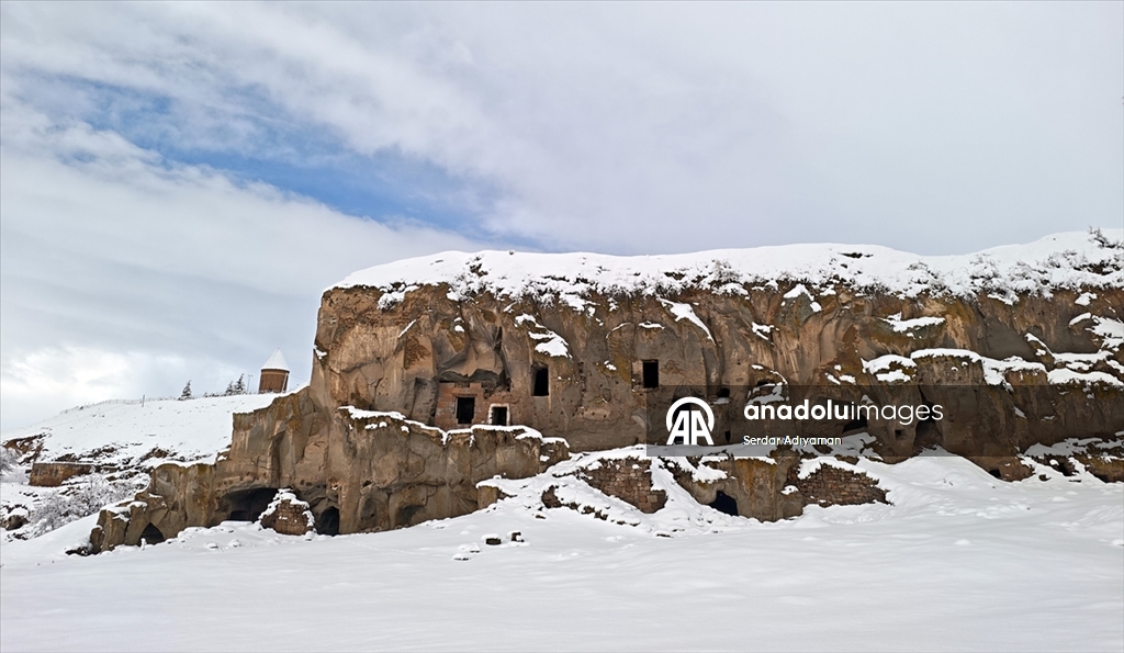 Bitlis'te tarihi yapılar karla kaplandı