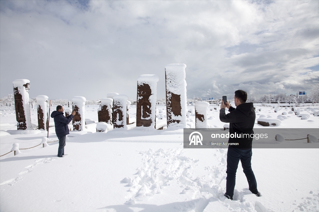 Bitlis'te tarihi yapılar karla kaplandı