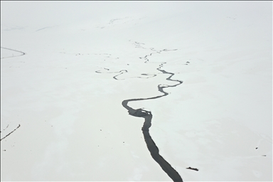 Заснеженные меандры Агры с высоты птичьего полета