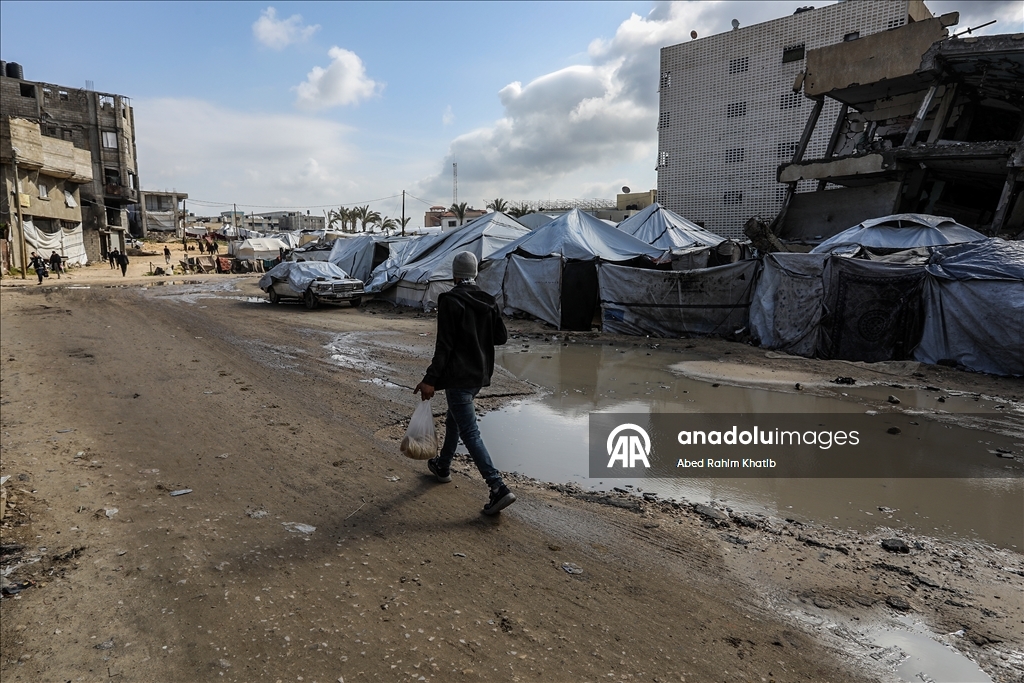 Gazze'de yerinden edilen Filistinliler yaşam mücadelesi veriyor