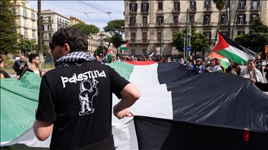 Napoli’de Gazze’ye giden filo için destek gösterisi düzenlendi