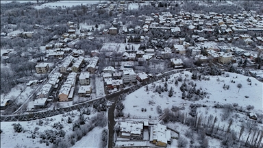 Isparta'da kar manzaraları havadan görüntülendi
