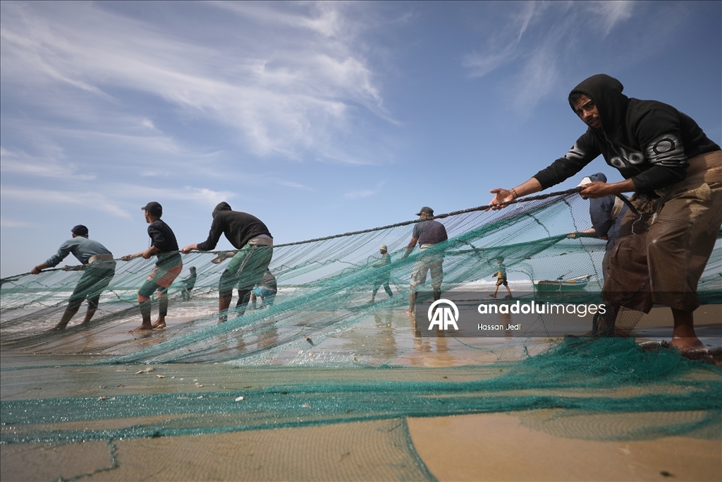 Gazze'deki Filistinli balıkçılar tehlikeli olmasına rağmen mesleklerine devam ediyor