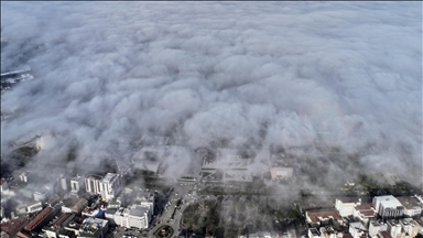 Samsun'da Karadeniz'in üzerini kaplayan "sis denizi" dronla görüntülendi
