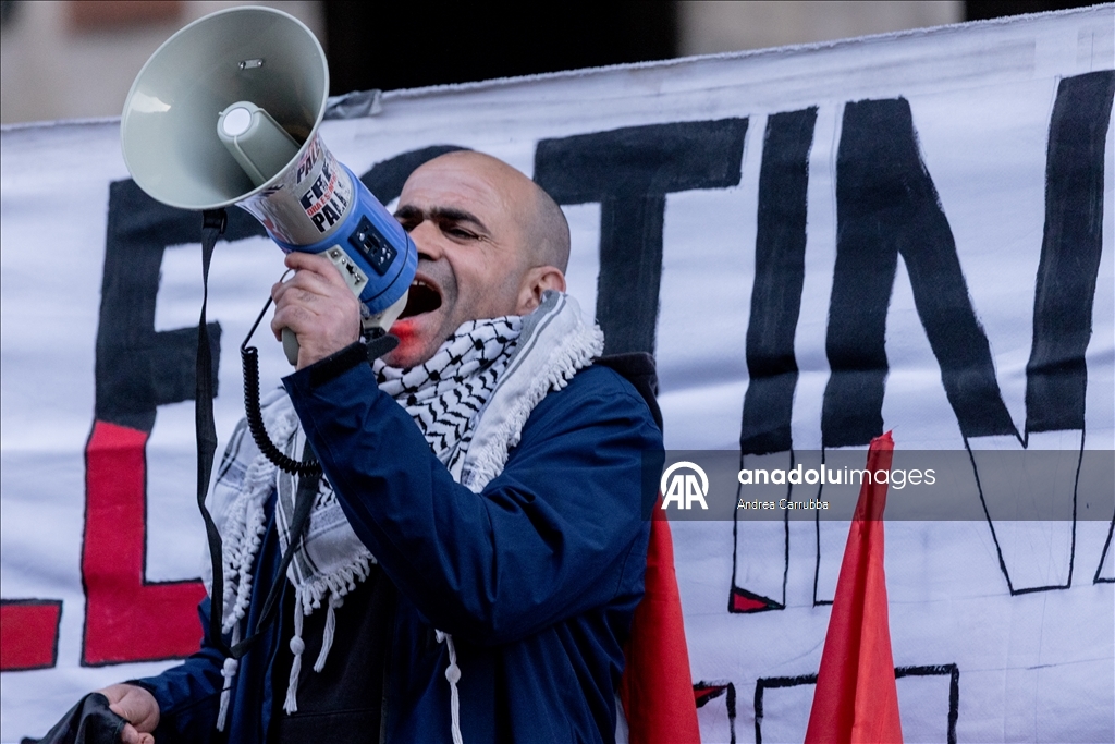 İsrail'in Filistinli esirleri hedef alan "idam yasası" İtalya'da protesto edildi