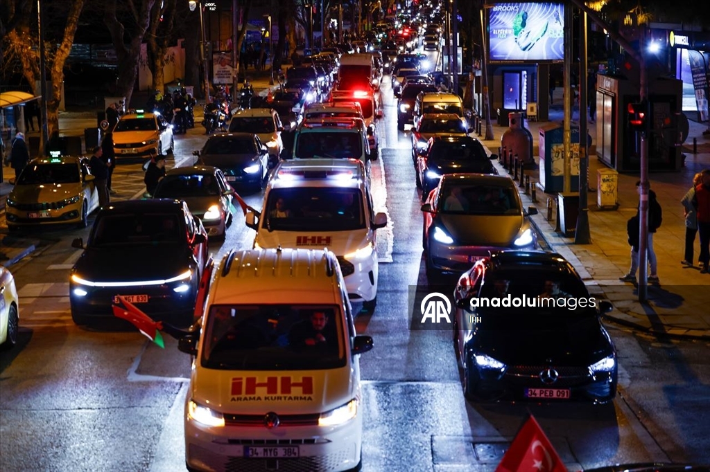 İstanbul'da "Gazze İçin Araç Konvoyu" düzenlendi