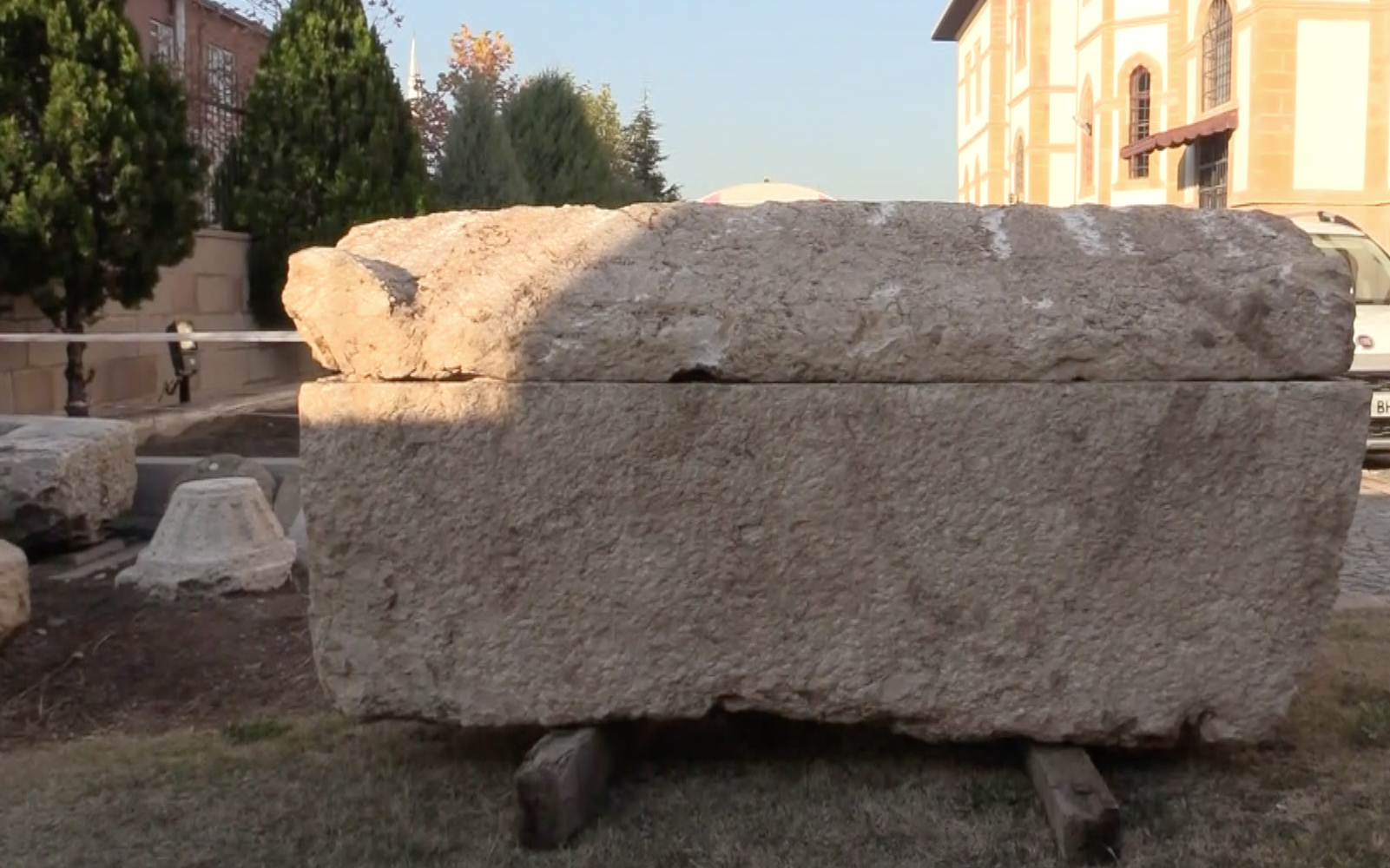 Roman-era sarcophagus with skeleton found in Turkey