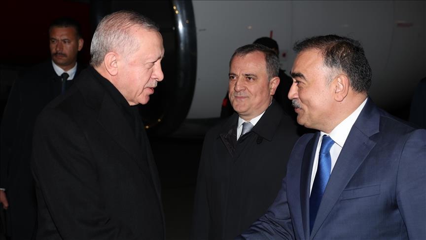 Turkish president arrives in Azerbaijan for climate conference