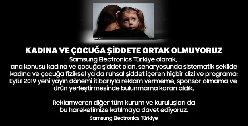 Samsung kadına ve çocuğa şiddet içeren dizilere reklam vermeyecek
