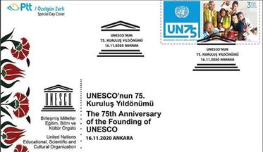 PTT'den "UNESCO'nun 75. Kuruluş Yıl Dönümü" konulu özel gün zarfı