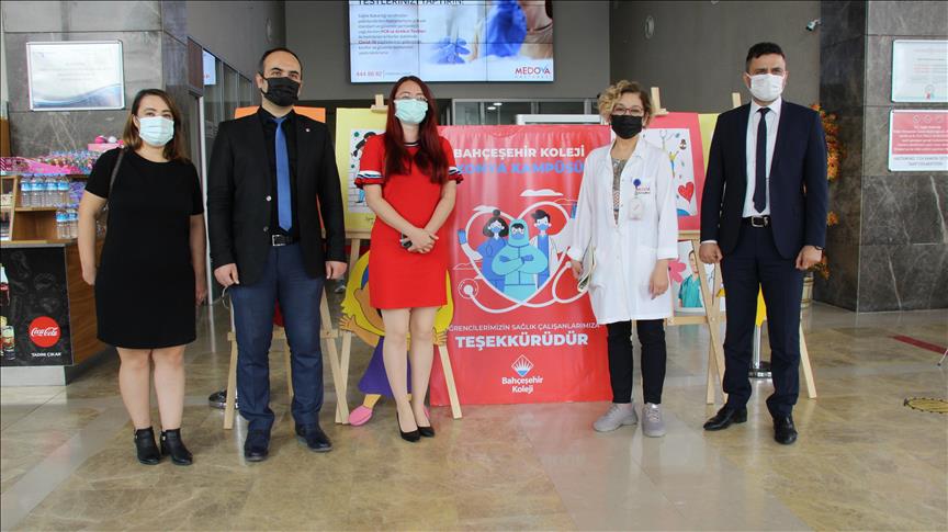 Bahçeşehir Koleji Konya Kampüsü öğrencilerinden sağlık çalışanları için resim sergisi