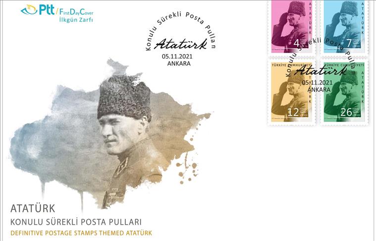 PTT "Atatürk" konulu sürekli posta pulları ile ilk gün zarfını tedavüle sundu