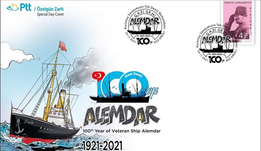 PTT, Gazi Gemi Alemdar'ın anısına özel gün zarfı tedavüle çıkardı