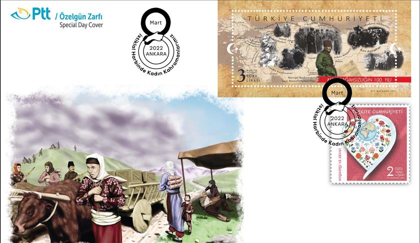 PTT'den "İstiklal Harbinde Kadın Kahramanlarımız" konulu özel gün zarfı