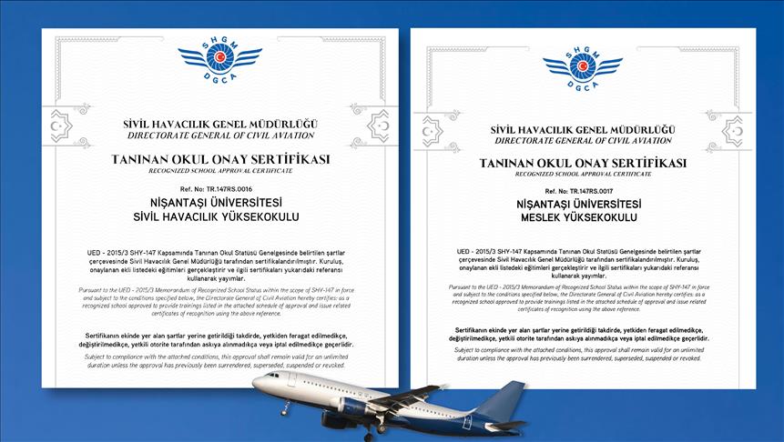 Nişantaşı Üniversitesi, sivil havacılıkta "Tanınan Okul Sertifikası" aldı