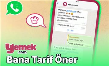 Yemek.com’dan yemek WhatsApp botu: "Bana Tarif Öner"