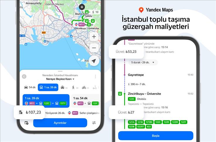 Yandex Maps ve Navigasyon'a yeni özellikler eklendi